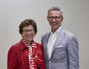 Lands’ End CEO Jerome Griffith and UW–Madison chancellor Rebecca Blank