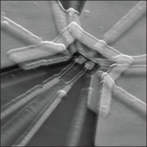 featured an electron magnified under a microscope