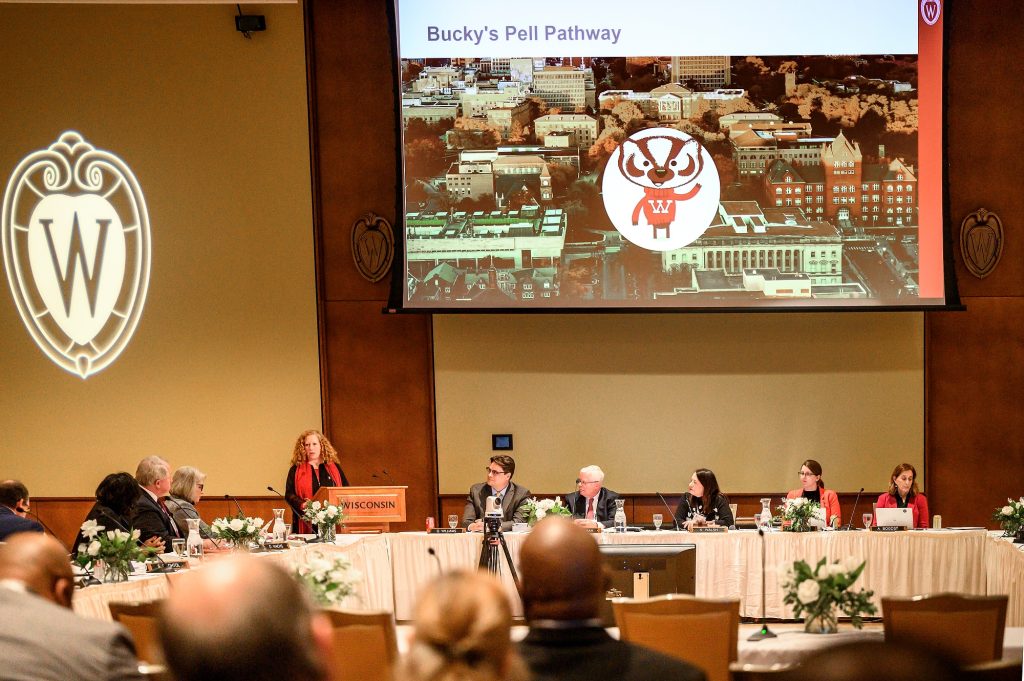 Chancellor Mnookin presenting at UW Board of Regents meeting in February 2023