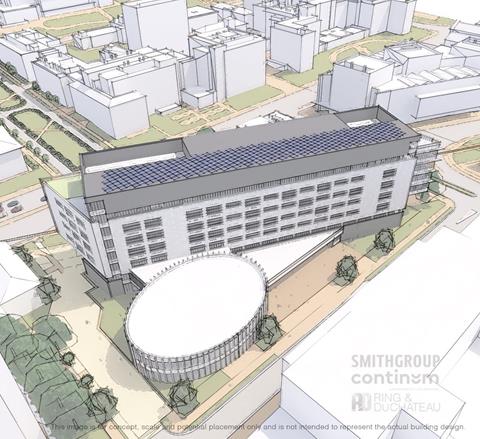 Rendered image of potential new engineering building
